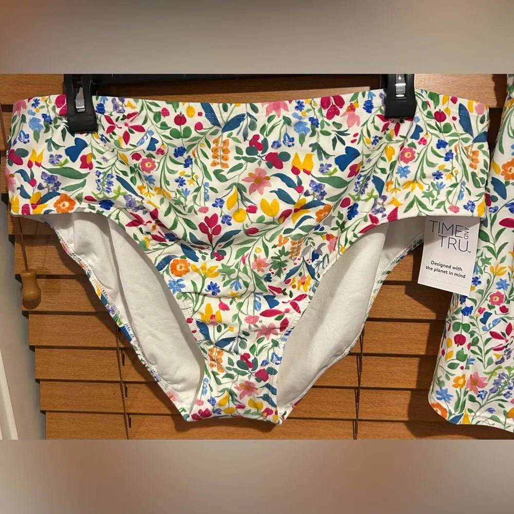 NWT Time and Tru Floral Print Tankini Bathing suit size 16-18 1XL - Picture 2 of 8